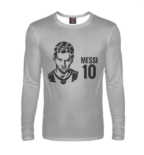 Мужской лонгслив с изображением Messi 10 цвета Белый