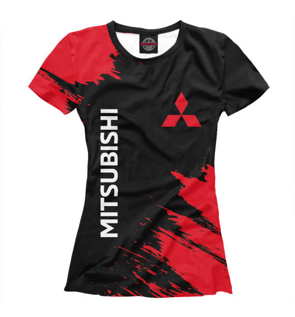 Женская футболка с изображением Mitsubishi / Митсубиси цвета Белый