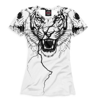 Женская футболка Тигр на белом фоне