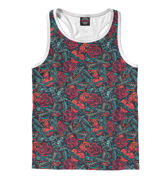 Мужская майка-борцовка с изображением Vintage tattoo цвета Белый