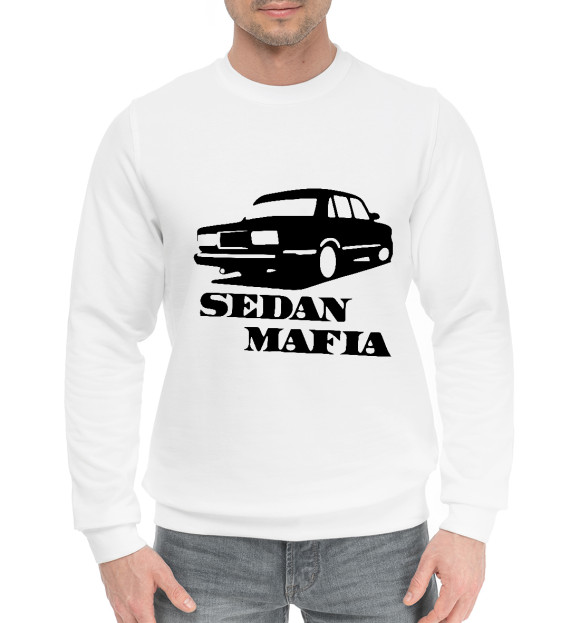 Мужской хлопковый свитшот с изображением SEDAN MAFIA цвета Белый