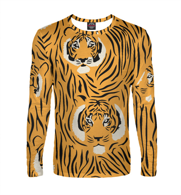 Мужской лонгслив с изображением Год тигра цвета Белый