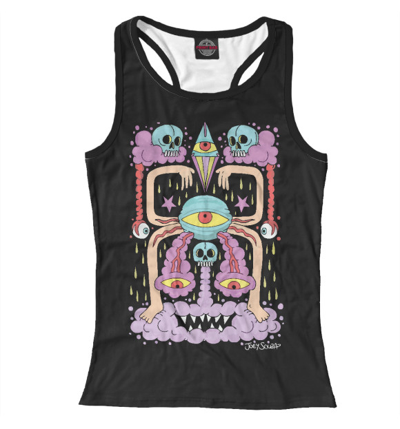 Женская майка-борцовка с изображением КИЧЁВЫЙ УЖАС цвета Белый