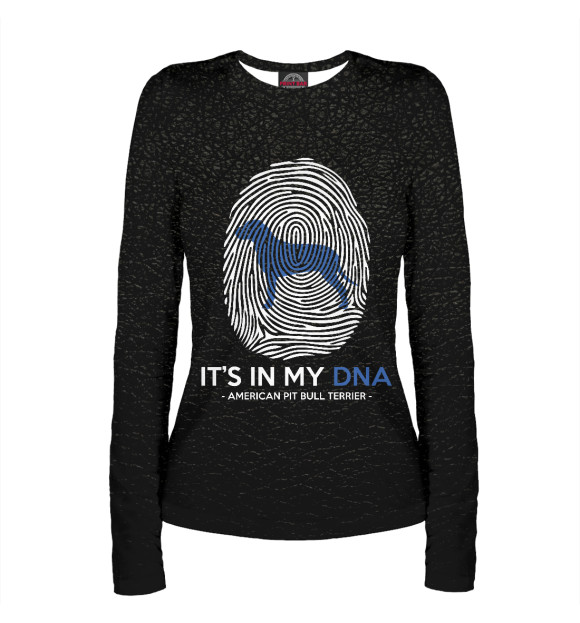 Женский лонгслив с изображением It's my DNA Pit Bull Terrie цвета Белый