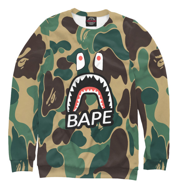 Свитшот для девочек с изображением BAPE цвета Белый