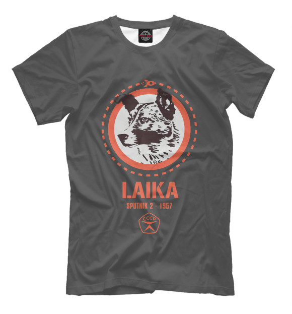 Мужская футболка с изображением Laika Dog Sputnik Space цвета Белый