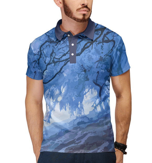 Мужское поло с изображением Ice forest цвета Белый