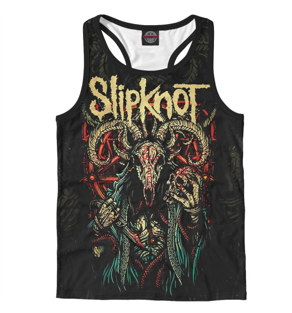 Мужская майка-борцовка с изображением Slipknot цвета Белый