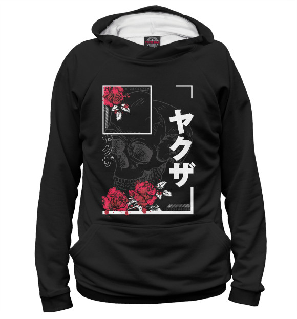 Мужское худи с изображением Japanese urban skull цвета Белый