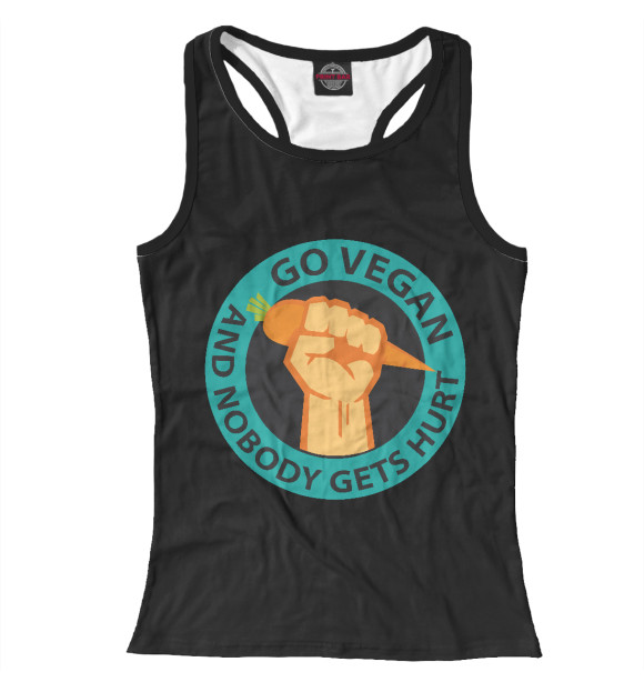 Женская майка-борцовка с изображением Go Vegan цвета Белый