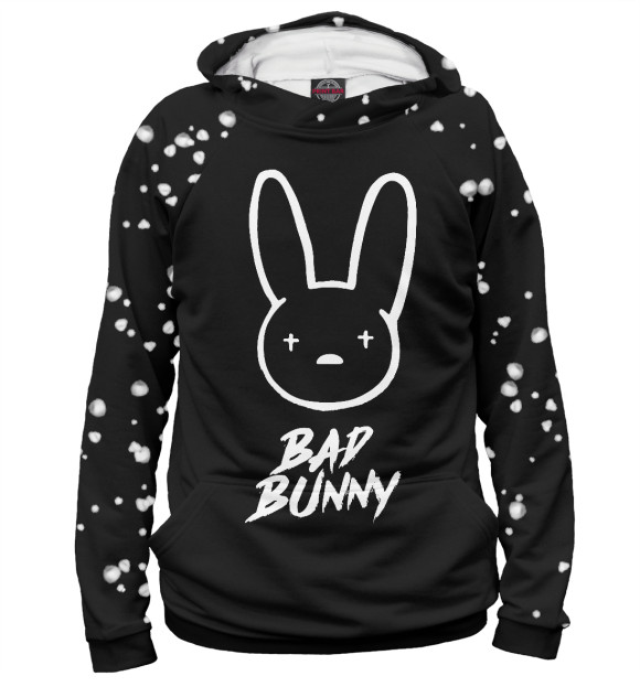 Мужское худи с изображением Bad Bunny цвета Белый