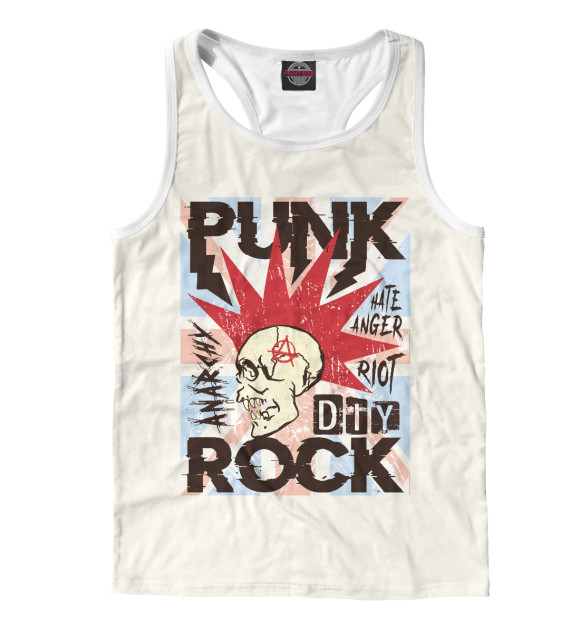 Мужская майка-борцовка с изображением Punk Rock цвета Белый