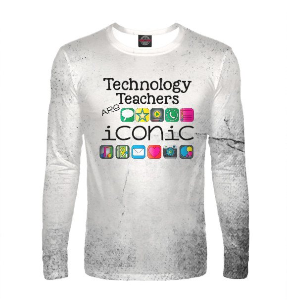 Мужской лонгслив с изображением Tech teachers are iconic цвета Белый