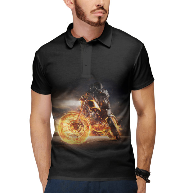 Мужское поло с изображением Night racer цвета Белый