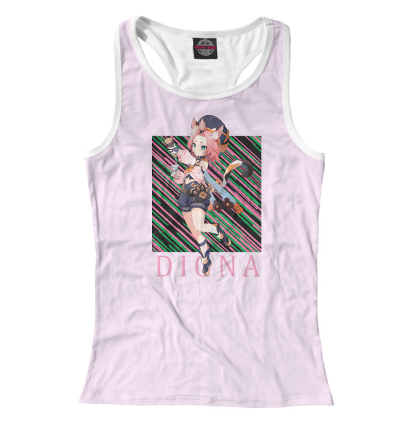 Женская майка-борцовка с притом Диона Геншин импакт цвета Белый Женская майка-борцовка с изображением Диона Геншин импакт цвета Белый