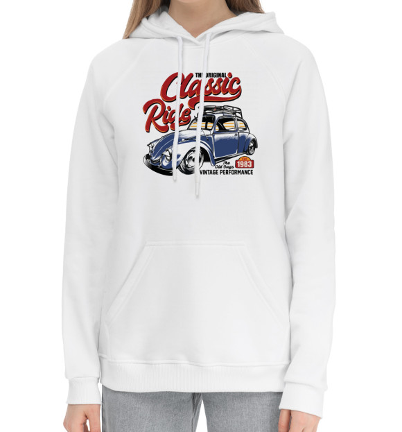 Женский хлопковый худи с изображением Авто классика цвета Белый