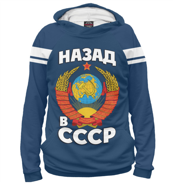 Мужское худи с изображением Назад в СССР цвета Белый
