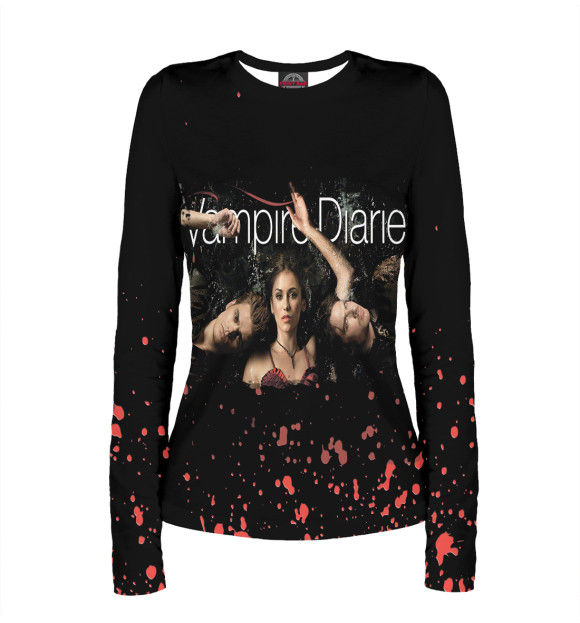 Женский лонгслив с изображением Дневники вампира цвета Белый