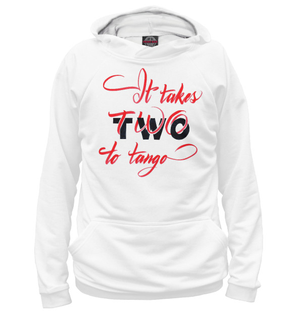 Женское худи с изображением Для танго нужны двое цвета Белый