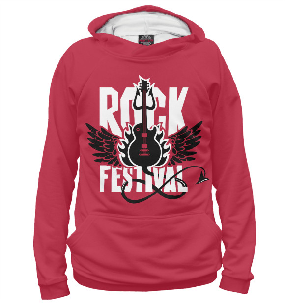 Женское худи с изображением Rock Festival цвета Белый