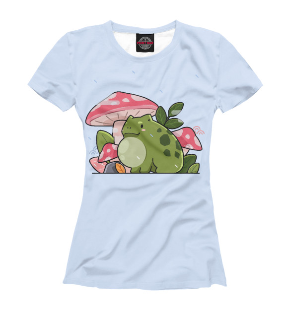 Женская футболка с изображением Лягушка и мухоморы цвета Белый