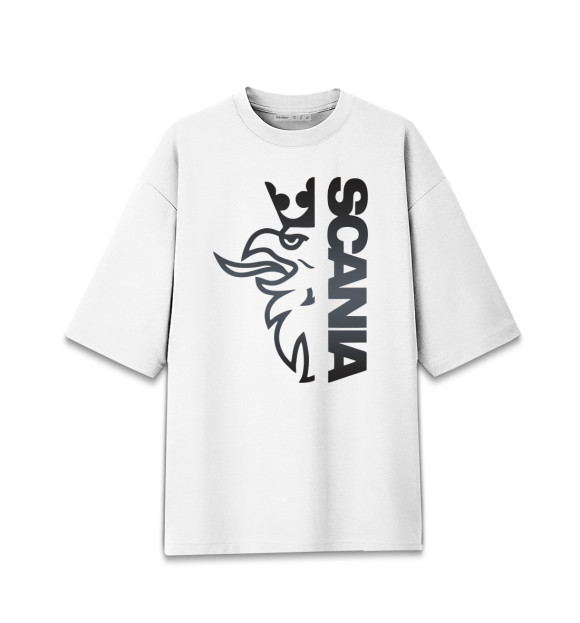 Мужская футболка оверсайз с изображением SCANIA цвета Белый