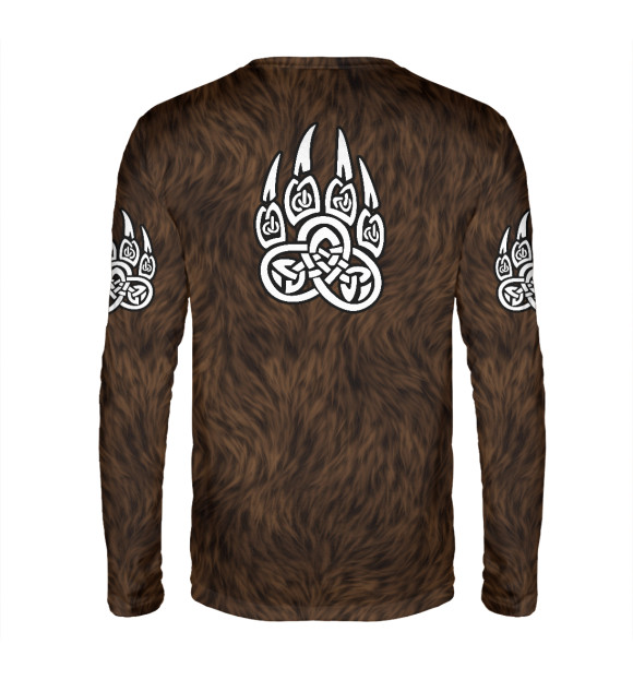 Мужской лонгслив с изображением Велес (медвежья шкура) цвета Белый