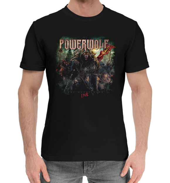 Мужская хлопковая футболка с изображением Powerwolf цвета Черный