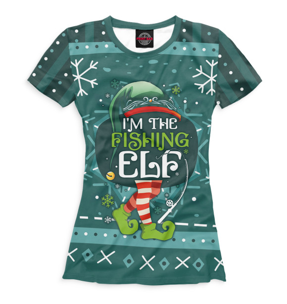 Женская футболка с изображением I'm the fishing elf цвета Белый