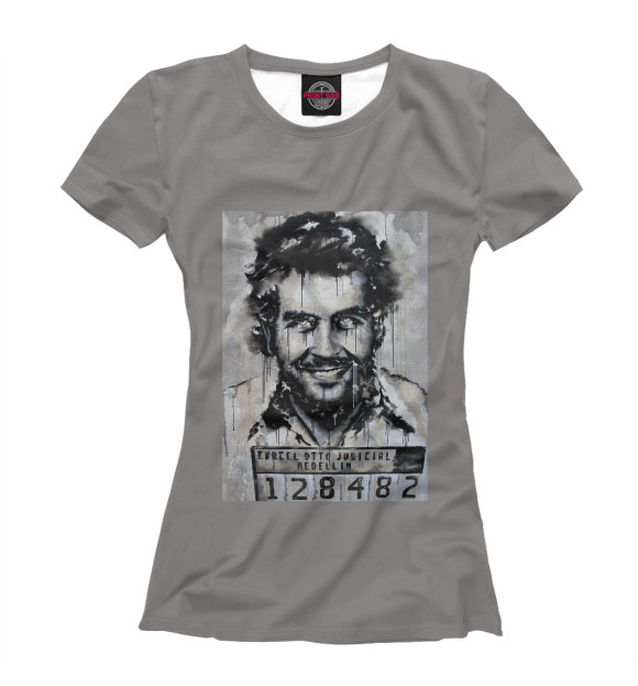 Женская футболка с изображением Escobar цвета Белый