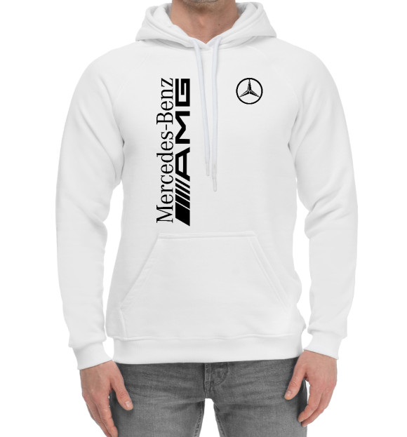 Мужской хлопковый худи с изображением Mersedes-Benz AMG цвета Белый