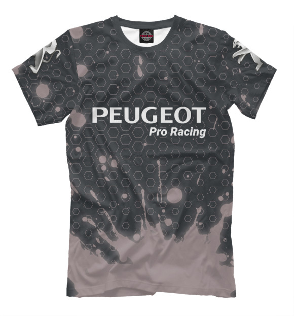 Мужская футболка с изображением Пежо | Pro Racing - Краски цвета Белый