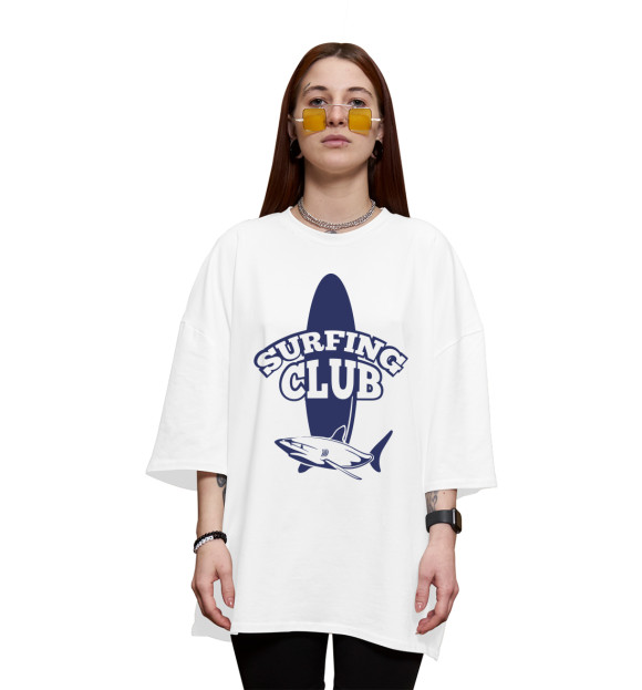 Женская футболка оверсайз с изображением Сёрфинг клуб цвета Белый