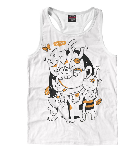 Мужская майка-борцовка с изображением Котошабашь цвета Белый