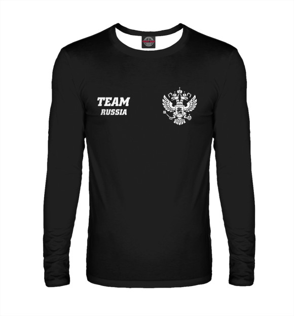 Мужской лонгслив с изображением Team RUSSIA (двусторонняя) цвета Белый