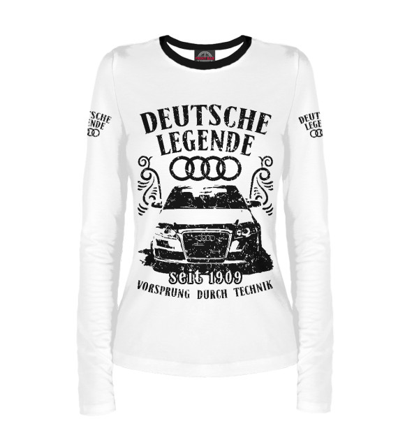 Женский лонгслив с изображением AUDI - немецкая легенда цвета Белый