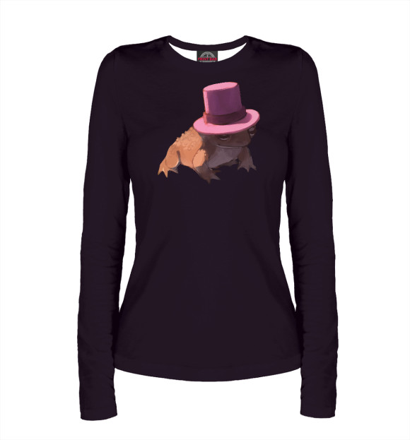 Женский лонгслив с притом Жаба цвета Белый Женский лонгслив с изображением Жаба цвета Белый