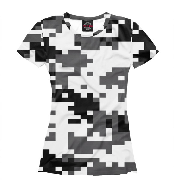 Женская футболка с изображением Пиксельный камуфляж цвета Белый