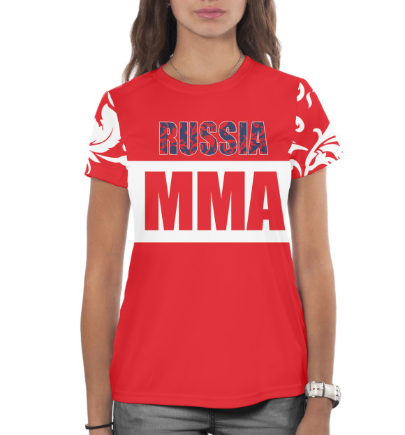 Женская футболка с изображением MMA Russia цвета Белый
