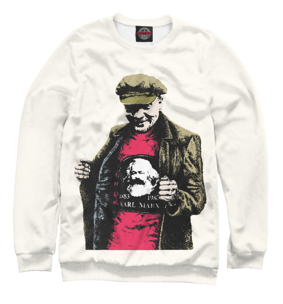 Мужской свитшот с изображением Ленин цвета Белый