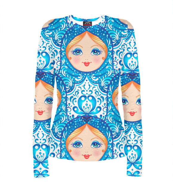 Женский лонгслив с изображением Матрешки цвета Белый