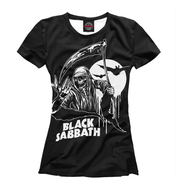 Женская футболка с изображением Black Sabbath цвета Белый