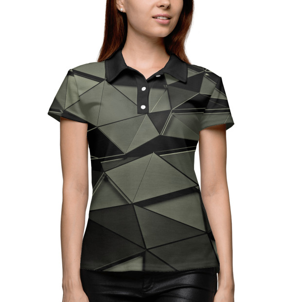 Женское поло с изображением Gray Abstract цвета Белый