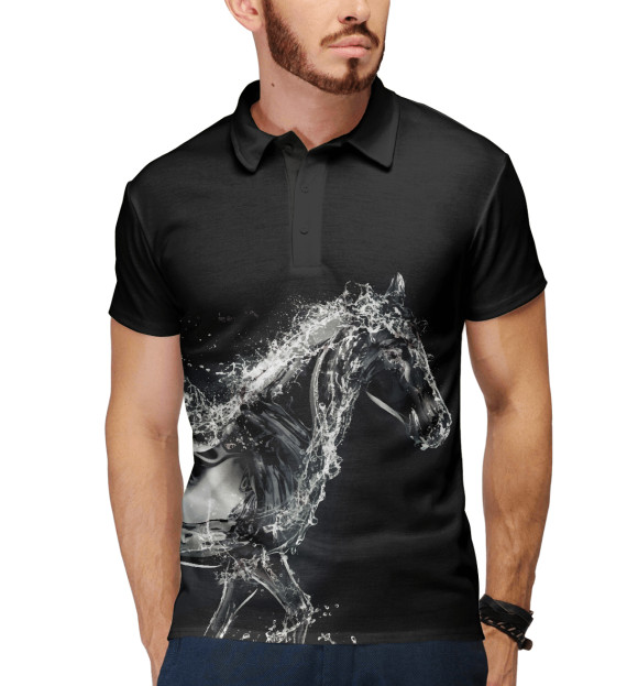 Мужское поло с изображением Racehorse цвета Белый