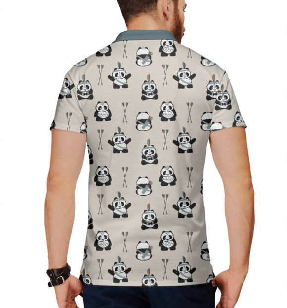 Мужское поло с изображением Индеец панда цвета Белый