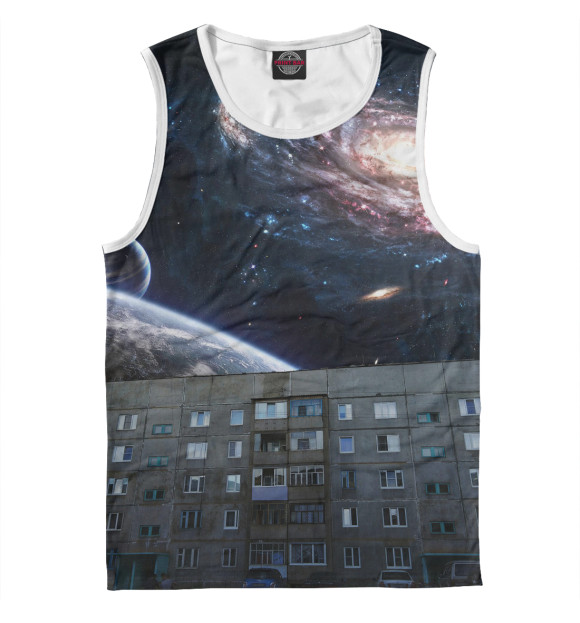 Мужская майка с изображением Дворовый Космос цвета Белый