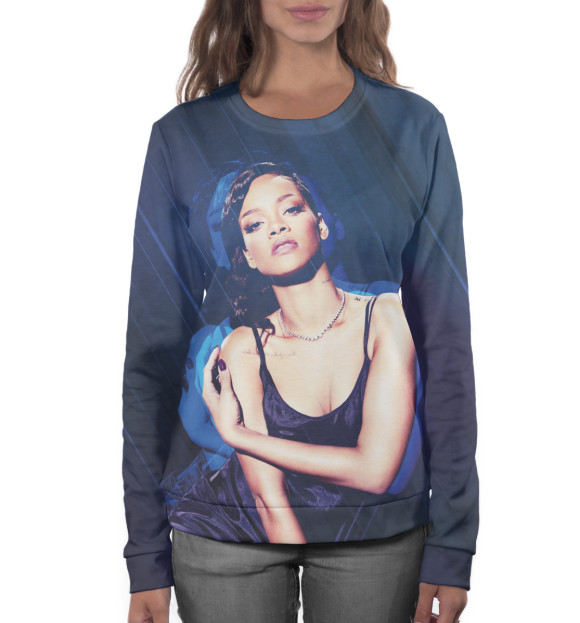 Женский свитшот с изображением Rihanna цвета Белый