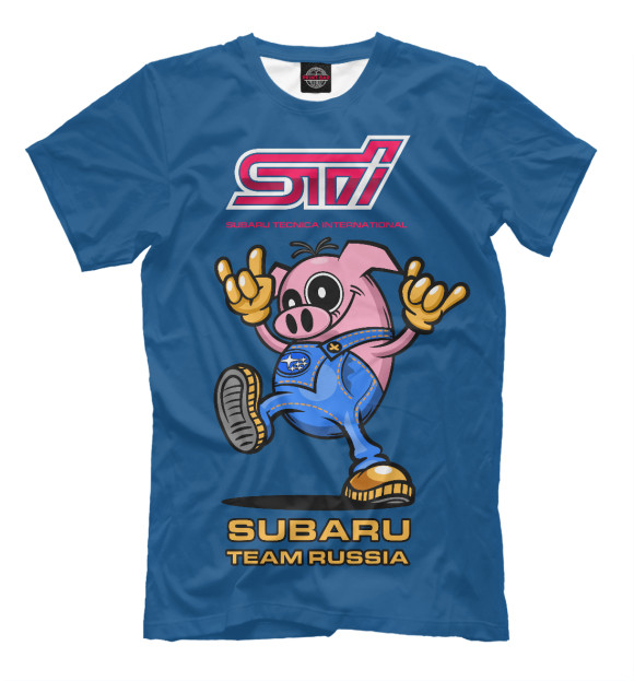 Мужская футболка с изображением Свин цвета Грязно-голубой
