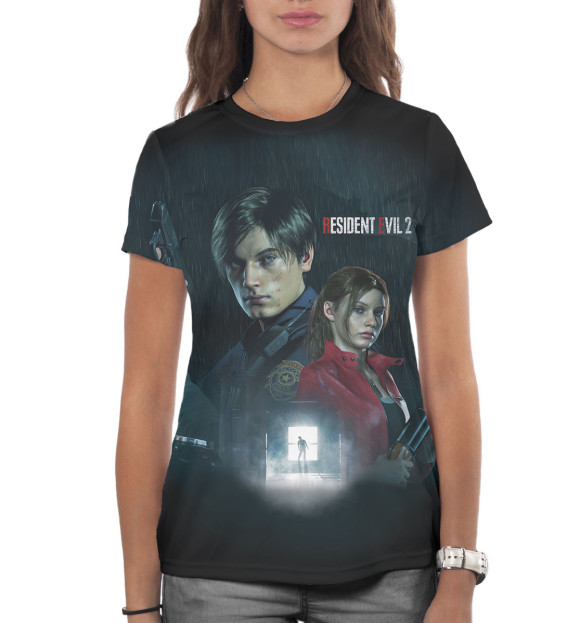 Женская футболка с изображением Resident Evil 2 цвета Белый