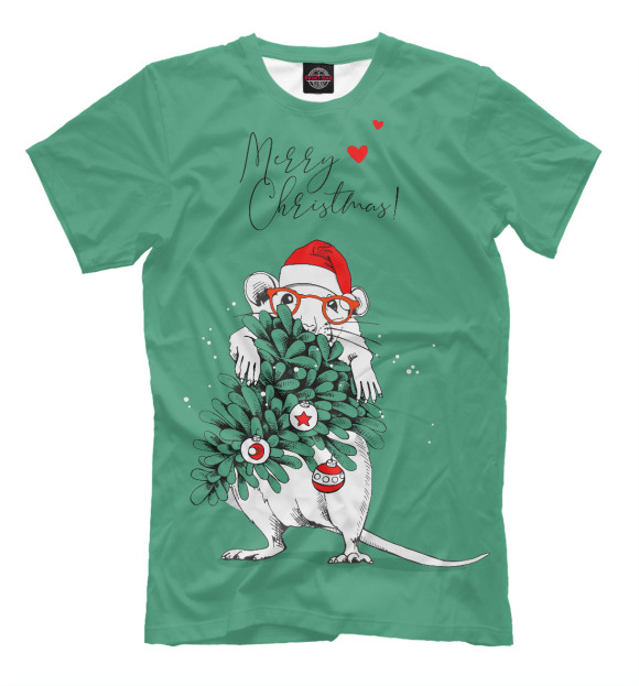 Мужская футболка с изображением Merry Christmas цвета Белый